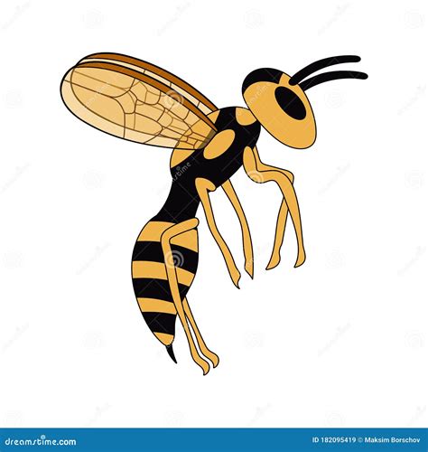 Cartoon Flying Wasp. White Background Isolated Vector Illustration Stock Vector - Illustration ...