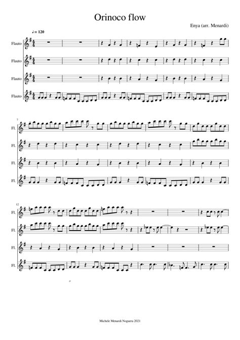 Orinoco flow by Enya for flute quartet Sheet music for Flute (Woodwind ...