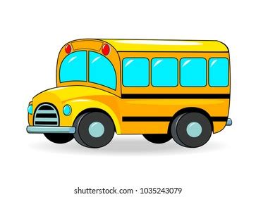 School Bus Cartoon Yellow Color On: vector de stock (libre de regalías ...