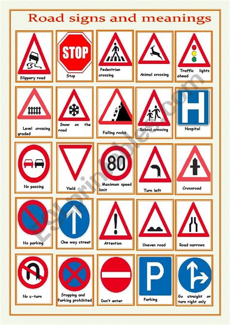 road signs and meanings worksheet | Road signs, Traffic signs and ...