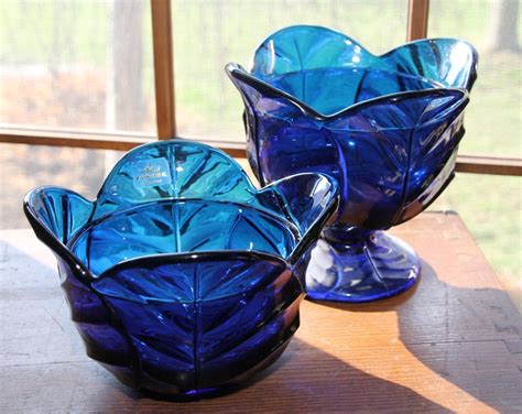 Vintage Viking Glass Bowls in Cobalt Blue. Decorative Candy Dish. Vase ...