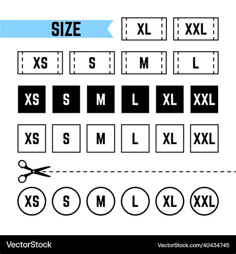 Clothing sizes labels symbols s m l xl xxl Vector Image