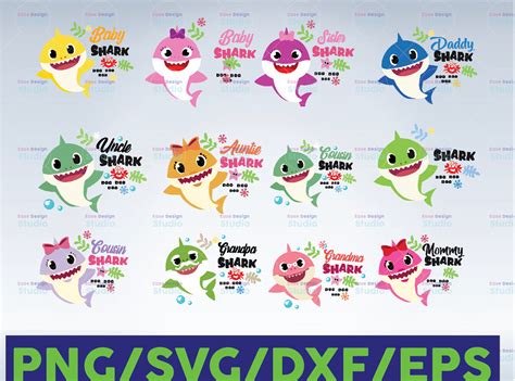 Shark Family Doo Doo Doo Bundle SVG, Baby Shark Svg, Cricut Cut Files - Crella