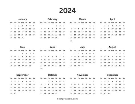 Year Calendar 2024 Simple Landscape