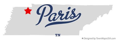 Map of Paris, TN, Tennessee