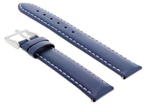 22MM SMOOTH LEATHER WATCH BAND STRAP FOR MENS LONGINES WATCH BLUE WHITE ...