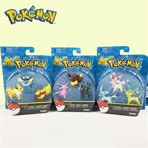 Genuine Pokemon Eevee Family Figures Toy Battle Feature Pack Eevee ...