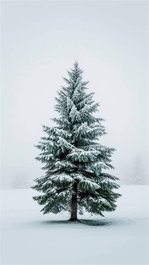 snowy tree landscape, lone tree in snow, winter scene, minimalistic ...