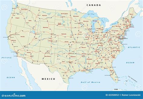 Us interstate highway map stock vector. Illustration of american - 42350052