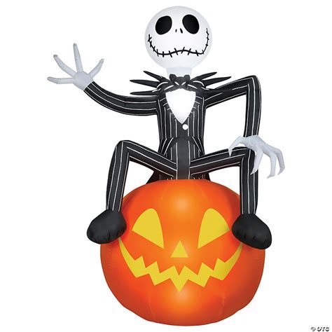 114" Airblown Inflatable Giant Jack Skellington on Pumpkin Halloween ...