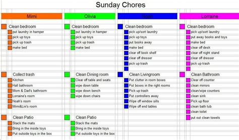 Chore Charts For Teens | ... week chores, including step by step lists for each of those chores ...