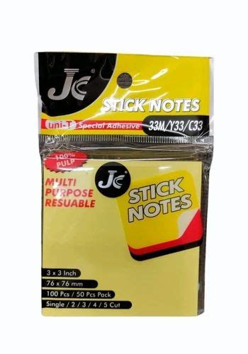 Plastic Cover Glue Bound 3X3 yellow sticky note pad at Rs 18/piece in Pune