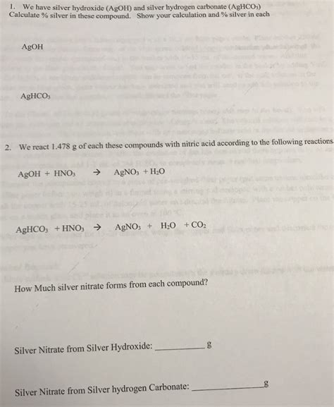 Solved 1. We have silver hydroxide (AgOH) and silver | Chegg.com