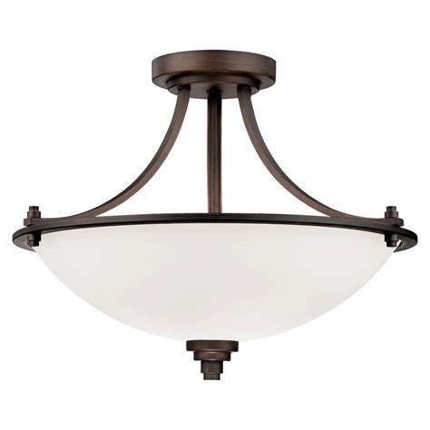 Millennium Lighting 3-Light Rubbed Bronze Semi Flush Mount with Etched White Glass-7263-RBZ ...