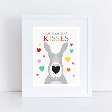 Kangaroo Kisses Nursery Art Print Australian Animals - Etsy