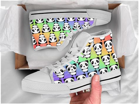 Rainbow Panda Shoes | Custom Canvas Sneakers For Kids & Adults