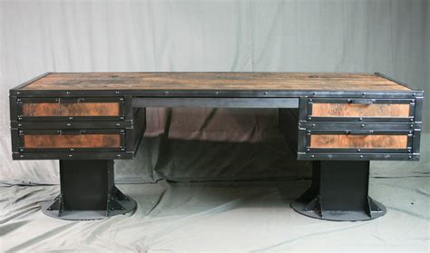 Vintage Industrial Reclaimed Wood Desk with Drawers – Combine 9 | Industrial Furniture