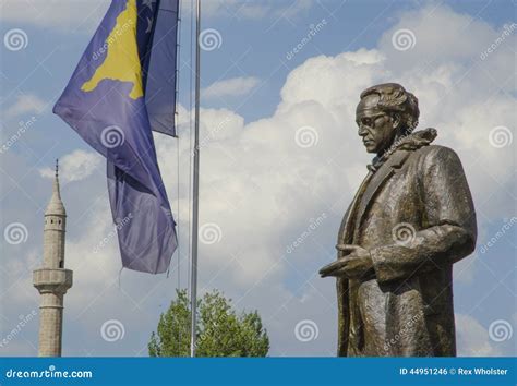 Rugova Statue with Kosovo Flag in Pristina Stock Photo - Image of albanian, islam: 44951246