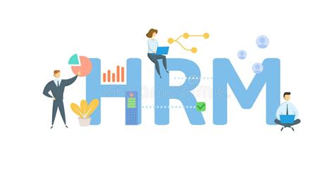 HRM, Human Resources Management. Concept with Keyword, People and Icons. Flat Vector ...