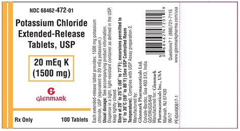 Potassium Chloride Extended-release Tablets, USP 10 mEq and 20 mEq