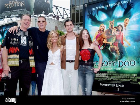 The cast of Scooby Doo posing at the premiere of " Scooby Doo " at the ...