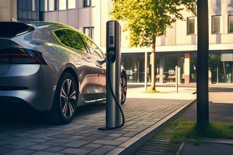 Premium AI Image | electric car charging station green energy