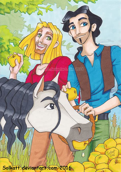 Miguel, Tulio and Altivo picking apples by Solkatt on DeviantArt