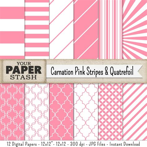 Pink Digital Paper Pink Scrapbook Paper Pink Striped