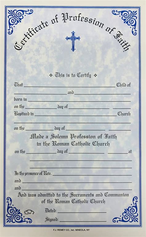 Profession of Faith Certificate Pad - Religious Supply Center