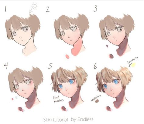 How to color skin [DIGITAL PAINTING] . Source / Credit t | Anime art tutorial, Digital painting ...