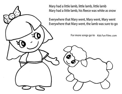 Mary Had A Little Lamb Coloring Page - Coloring Home