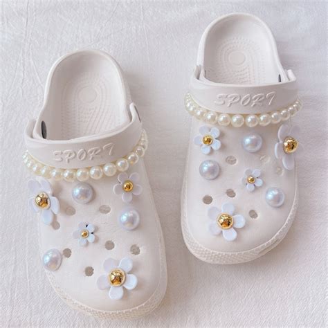 White Pearl Croc Charm Set 16pcs Crocs Shoe Charmssweet - Etsy