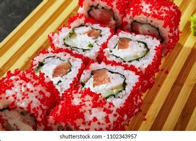 Asian Menu Sushi Roll Masago Caviar Stock Photo 1102343957 | Shutterstock