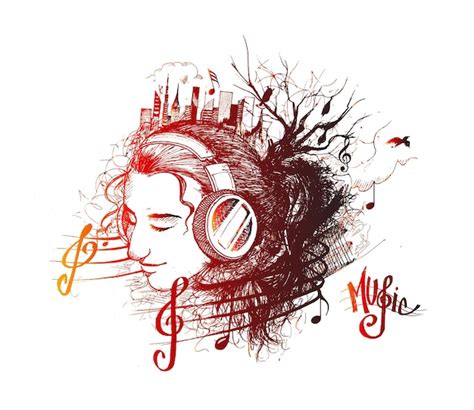 Free Vector | Music background Vector girl listens to music cartoon ...