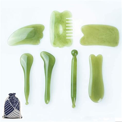 7 Pieces Gua Sha Scraping Massage Tool,Natural Resin GuaSha Tool Massage Tools Set for Face Back ...