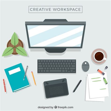 Free Vector | Workspace of graphic designer