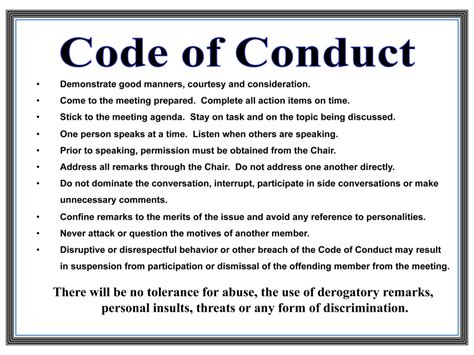 Code of Conduct - Timberton Village Home Owners Assocation