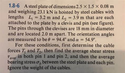 Solved 1.8-6 A steel plate of dimensions 2.5 X 1.5 x 0.08 m | Chegg.com