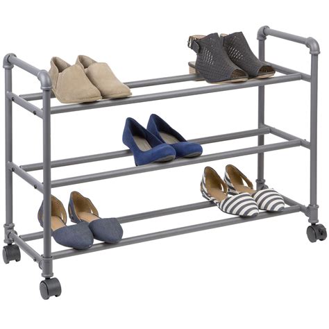 3 TIER GNMTL PIPE SHOE RACK | At Home