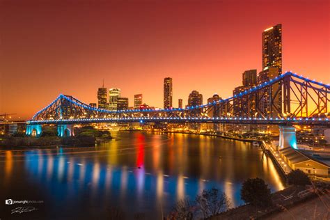 Brisbane city Story bridge gold sunset artwork canvas print - Jon ...