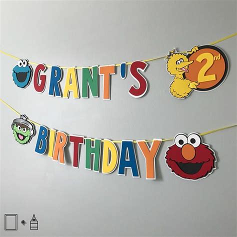 Sesame Street Themed Banner Happy Birthday Banner Sesame Street ...