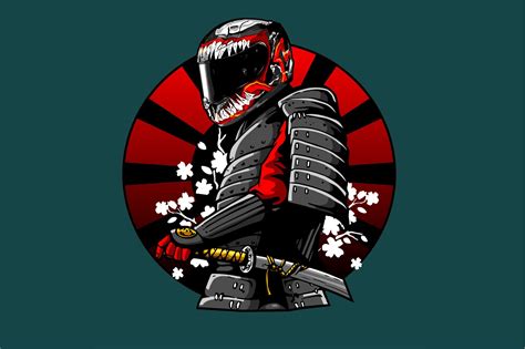 A Samurai Wearing a Motorcycle Helmet Graphic by jellybox999 · Creative ...