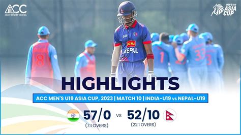 ACC Men's U19 Asia Cup | India-U19 vs Nepal-U19 | Highlights - YouTube