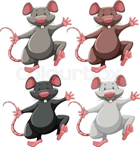 Four mice of different colors | Stock Vector | Colourbox