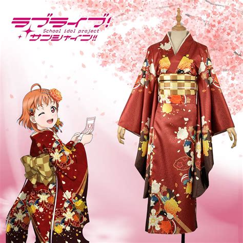 Love Live! Sunshine!! Aqours Chika Takami New Year Taisho Wafuku Cosplay Costume | Cosplay ...