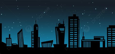 Night Cartoon Silhouette City Background, Cartoon City, Silhouette, Flat Background Image And ...