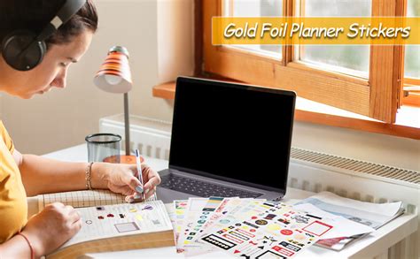 Gold Foil Planner Stickers, 27 Sheets/1230+ Stickers - Seasonal, Inspirational, Motivational ...