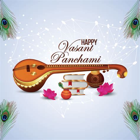 Vasant panchami with saraswati veena and books 1988004 Vector Art at ...