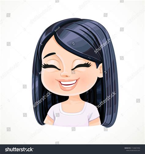 Beautiful Happy Cartoon Brunette Girl Portrait Stock Vector (Royalty ...