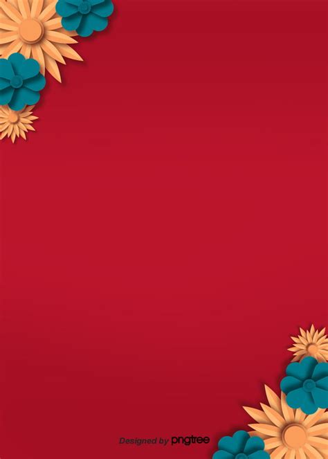 Red Chinese Style Red Flower Background Wallpaper Image For Free ...